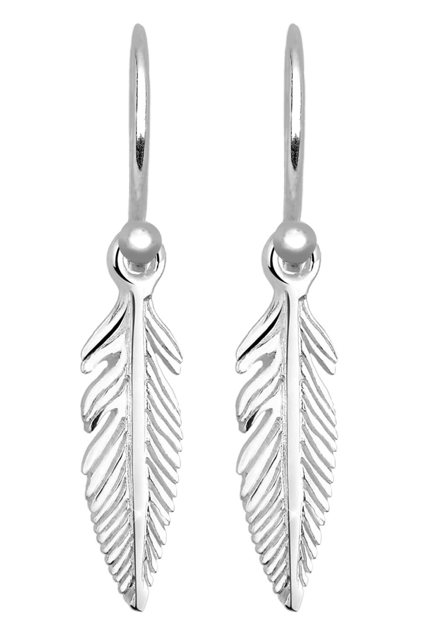 Elli Femmes Pendentif d'oreilles Plume Boho en Argent Sterling 925