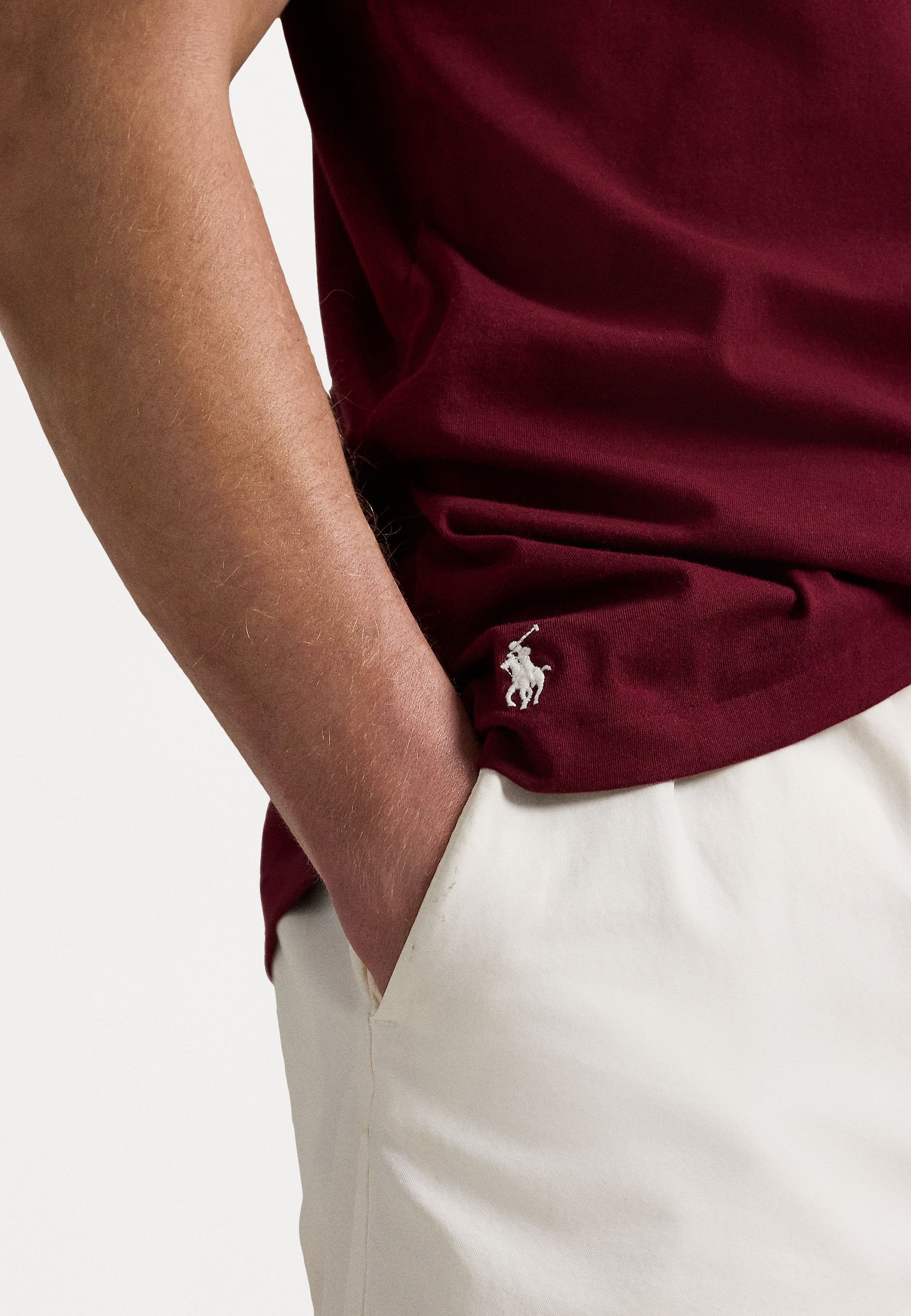 Polo Ralph Lauren CUSTOM SLIM FIT LOGO JERSEY T-SHIRT - Nyomott mintás póló - klasszikus bordó