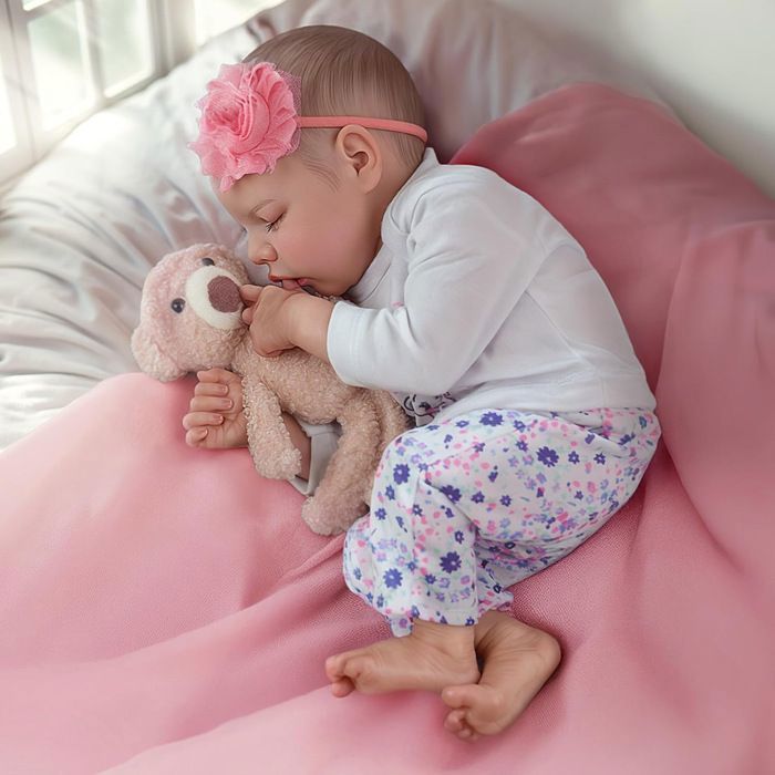 Reborn Baby Dukke - 48cm - Vinyl - Bevægelige Lemmer - Realistisk Berøring - Pige