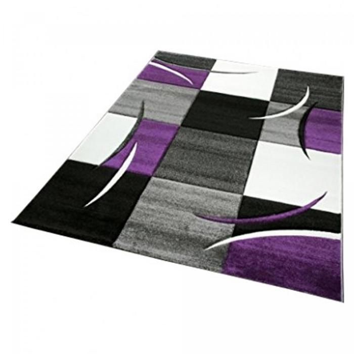 Tapete para sala de jantar 200x290, tecido, padrão xadrez retangular roxo LYN8 COMMA