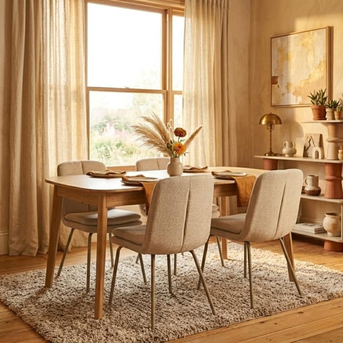 CALICOSY - Lot de 4 chaises en tissu et pieds en métal beige H85 cm - LYSA - Beige