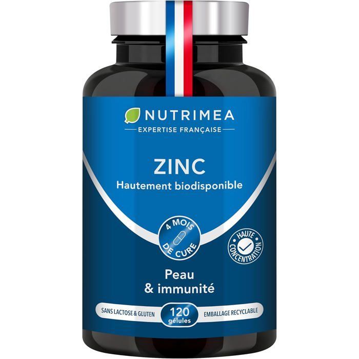 Zinc - 120 Gélules (Cure de 4 mois) Made in France - NUTRIMEA