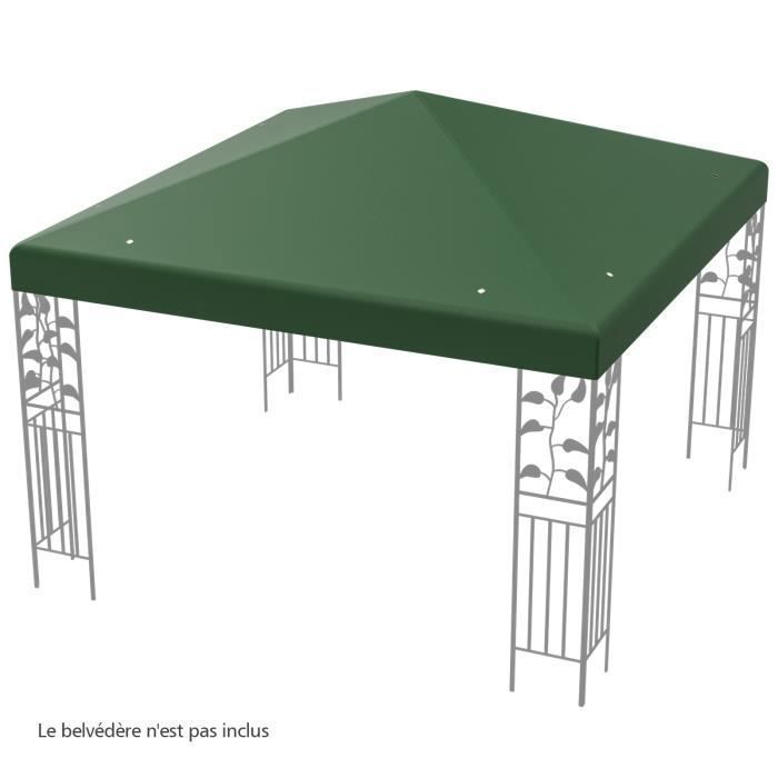 Toldo de repuesto COSTWAY para cenador, 3 m x 3 m, poliéster impermeable con orificios de drenaje y cierres de velcro, color verde.