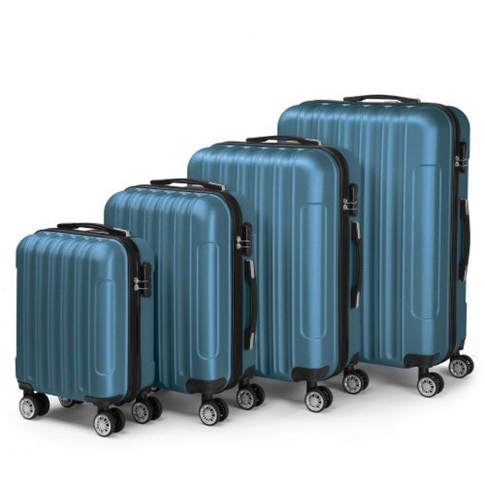 ALIGHTUP - Juego de 4 maletas portátiles 4 en 1 de ABS con ruedas - 45 cm/56 cm/66 cm/76 cm - Azul marino