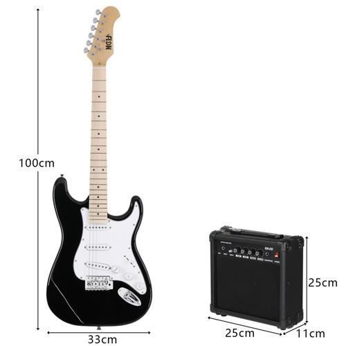 FCH Black and White Electric Bass Pack - Kit completo per chitarra elettrica con amplificatore da 20W