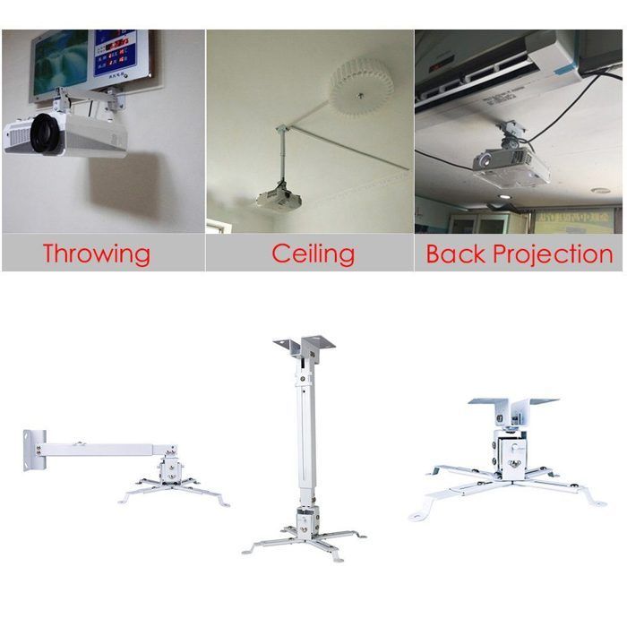 Soporte de techo universal para proyector, inclinable ±15°, preinstalado, capacidad de hasta 25 kg, 430 mm - 650 mm