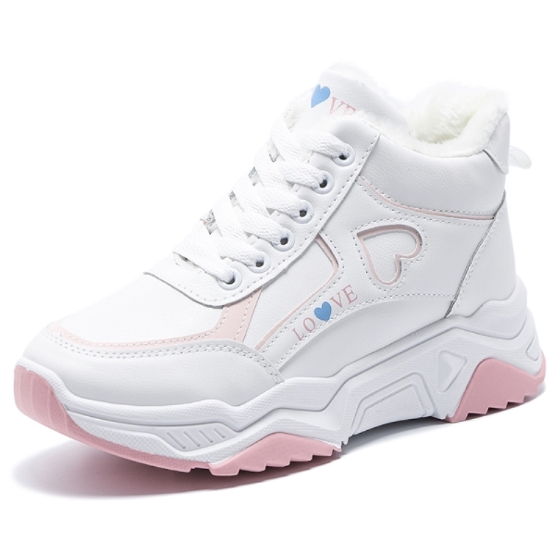 Zapatos casuales cálidos de terciopelo de felpa para mujer, zapatos de invierno para mujer, zapatillas deportivas de plataforma Love, zapatos deportivos de caña alta para mujer, Zapatillas Mujer Zapatos