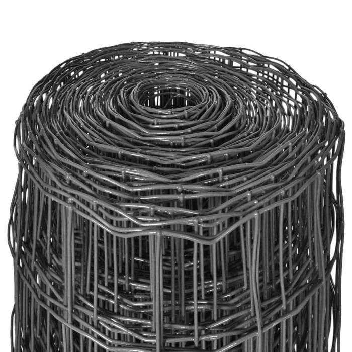 Recinzione in acciaio Euro - MEUBLECHIC - 10x1,5 m - Grigio - Filo d'acciaio rivestito in PVC - Resistente ai raggi UV - Antiruggine