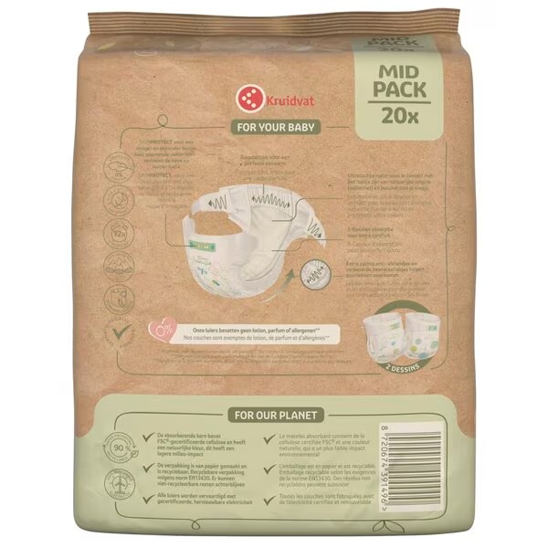 Kruidvat Pure & Soft пелене величине 5, средње паковање, величина 5 (10-16 кг), 20 комада