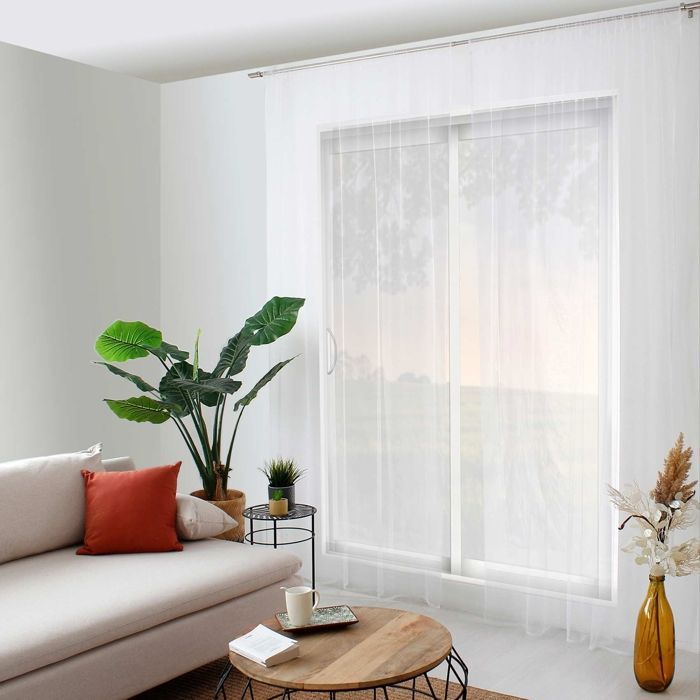 Voilage passe tringle anti moustique Blanc 140x240 cm
