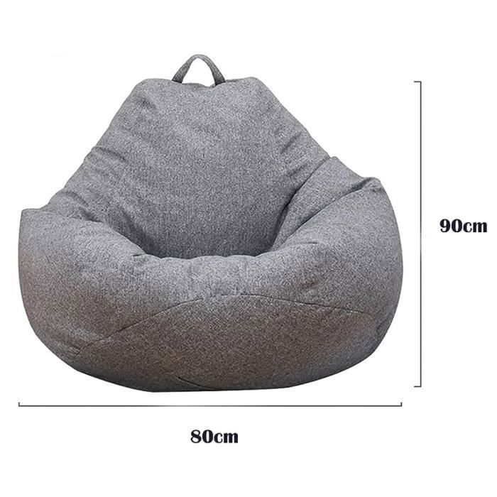 Housse de pouf poire - ULISEM - 100x120 cm - Gris - Tissu doux - Confortable - Pour enfants et adultes - Soutien optimal