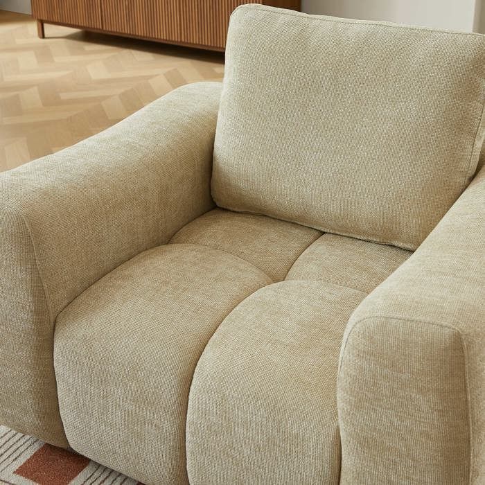 Fauteuil fixe KEREA 1 place tissu chenille taupe