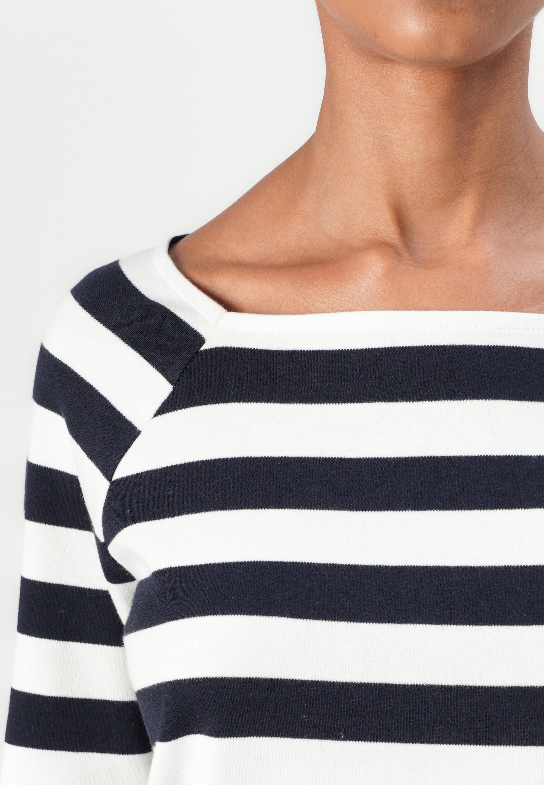 TOM TAILOR STRIPED CARRE NECK - Bluză cu mânecă lungă - lunar eclipse/off white