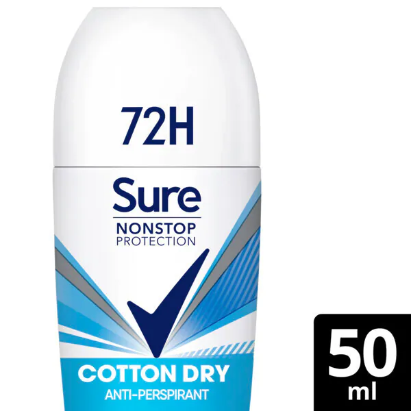 „Sure“ antiperspirantas-dezodorantas su rutuliniu antgaliu „Nonstop Cotton Dry“, 50 ml