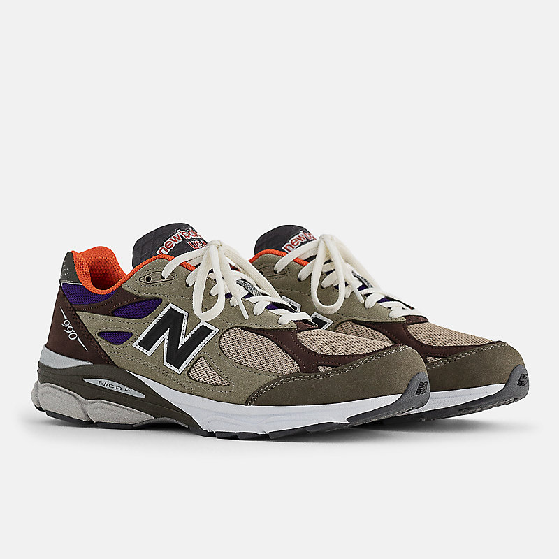 Męskie buty MADE in USA 990v3 - jasnobrązowe z niebieskim