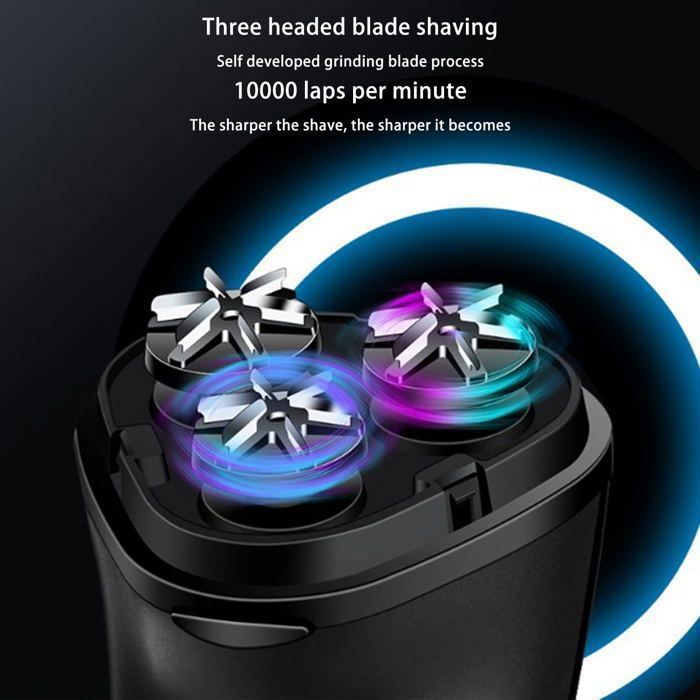 Rasoir électrique rechargeable à trois têtes, rasoir portable de voyage rechargeable, rasoir à barbe USB pour hommes