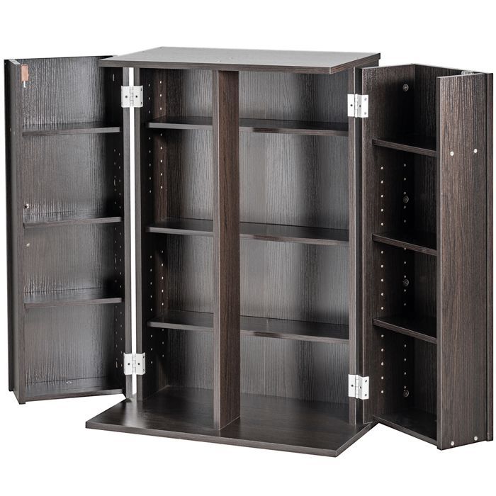 Mueble multimedia DUOKU - Armario para DVD - 12 compartimentos - Estantes ajustables - Color espresso