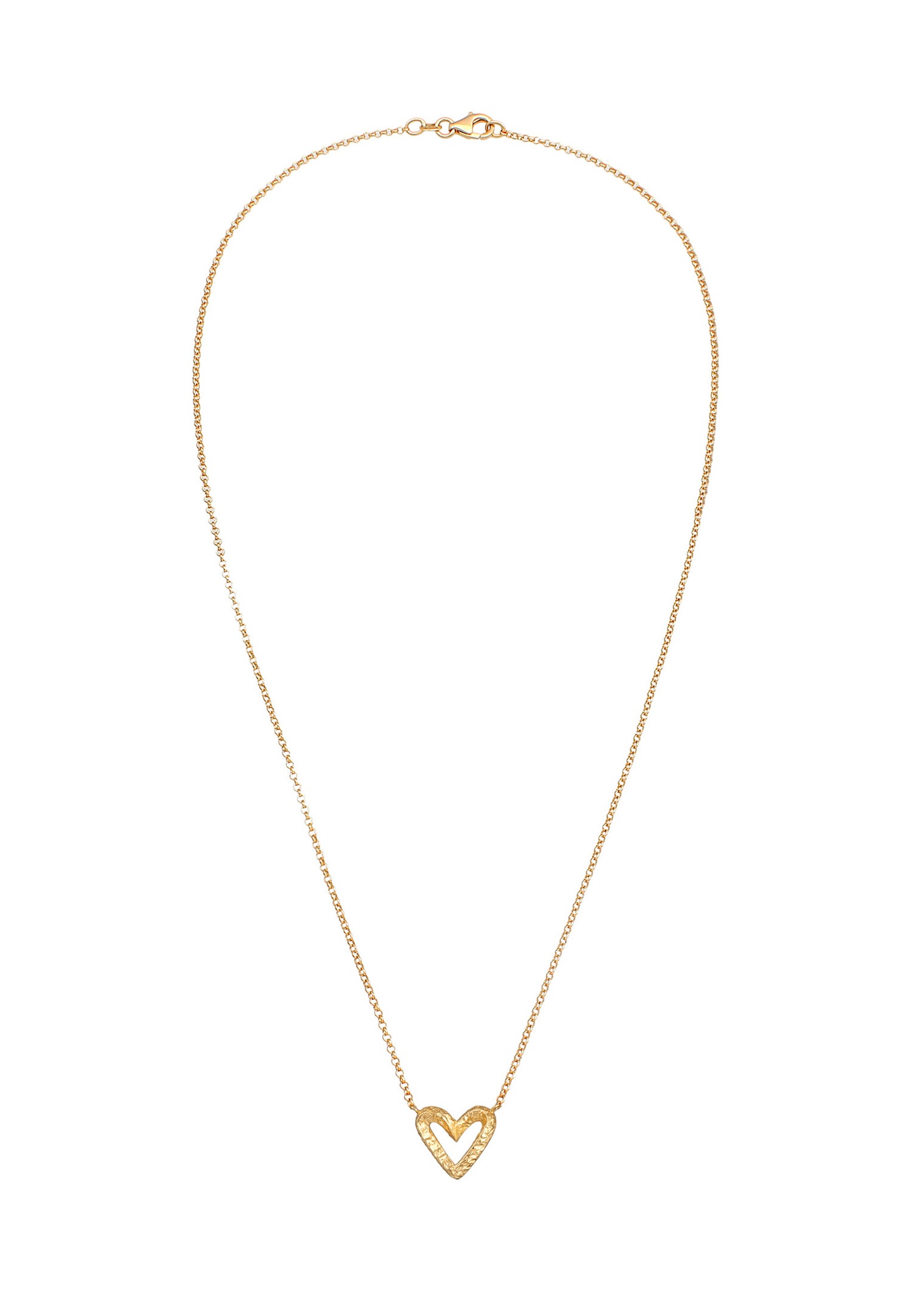 Elli Femmes Cœur Pendentif Cut-Out Martelé en Argent Sterling 925 Plaqué Or