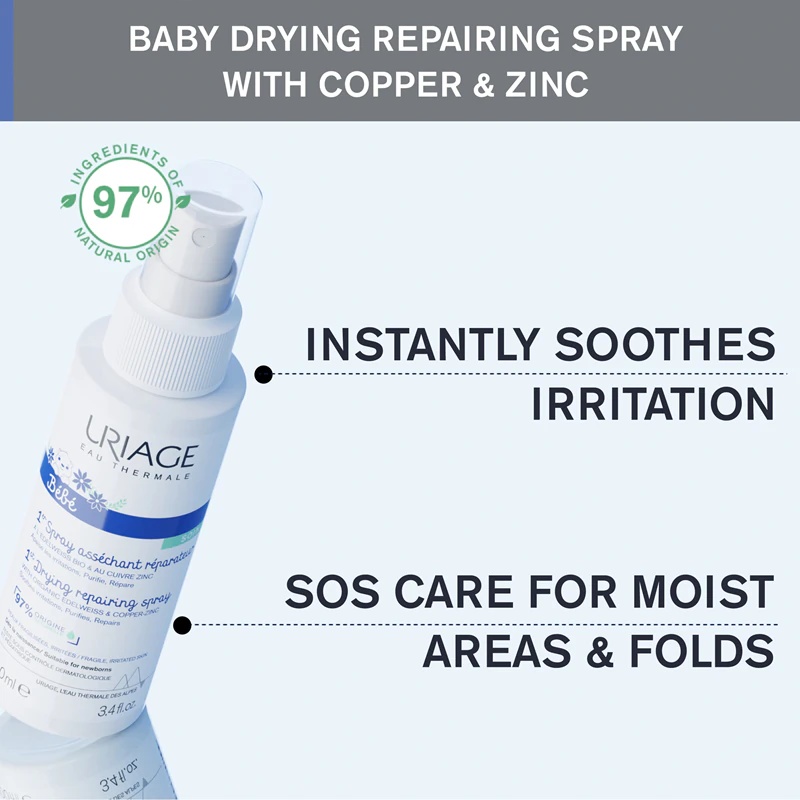 Uriage Bébé 1st Cu-Zn+ Drying Repairing Repairing purškalas nuo dirginimo