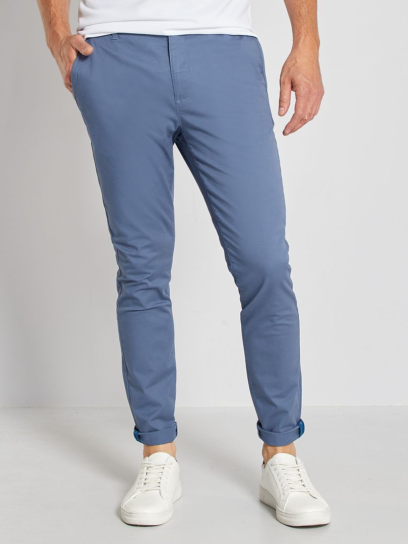 Spodnie chino Skinny Stretch - L32 - NIEBIESKIE