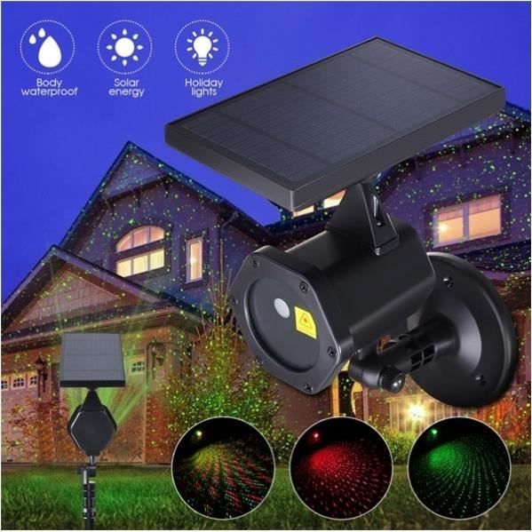 Luci di Natale - DAXGD - Proiettore laser LED per esterni - Alimentato a energia solare - Impermeabile - Rosso e verde