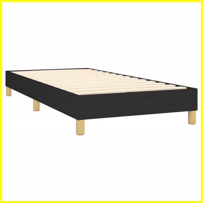Base de cama de muelles KEENSO - 90x200 cm - Tela negra - Fácil montaje - Individual