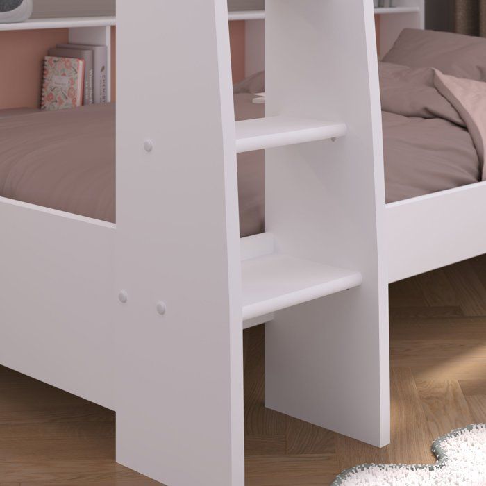 PARISOT Lits superposés enfant 2 x 90x200 cm - Décor Vert Céladon/Terracotta et Blanc Ombre - Sommiers inclus - JIM