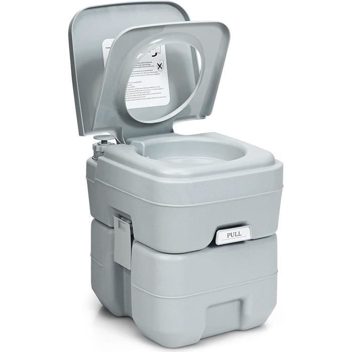 Inodoro portátil RELAX4LIFE de 20 litros, inodoro químico para camping, obras de construcción, barcos, color gris.
