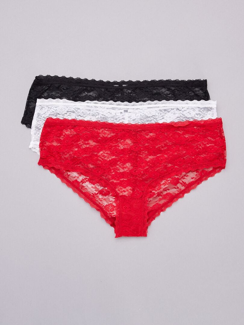 Set van 3 kanten slipjes - ROOD