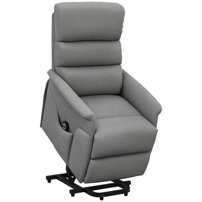 Sillón elevador eléctrico - HOMCOM - reposapiés - respaldo reclinable - mando a distancia con funda - gris