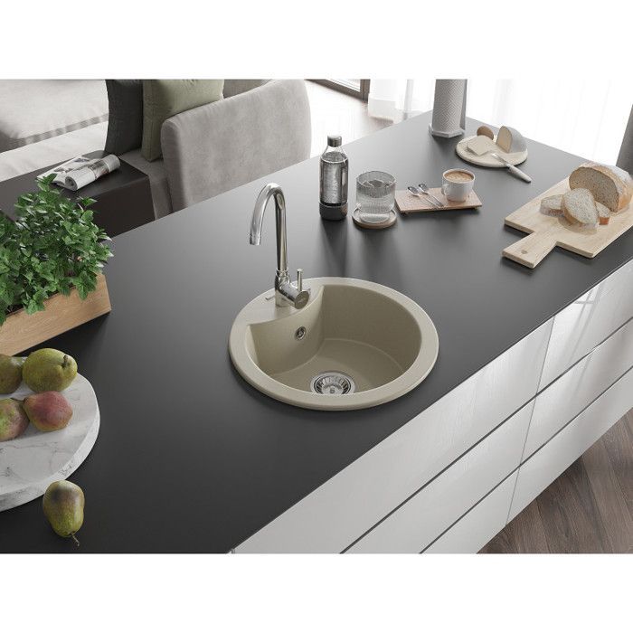 Mexen Diego Einzelbecken-Granitspüle, 488 x 480 mm, Beige - 6512481000-69
