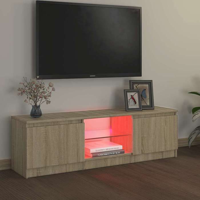 vidaXL TV-Ständer mit LED-Beleuchtung, Fernsehschrank, TV-Möbel für das Wohnzimmer, niedriger Schrank für die Wohnzimmereinrichtung 804286
