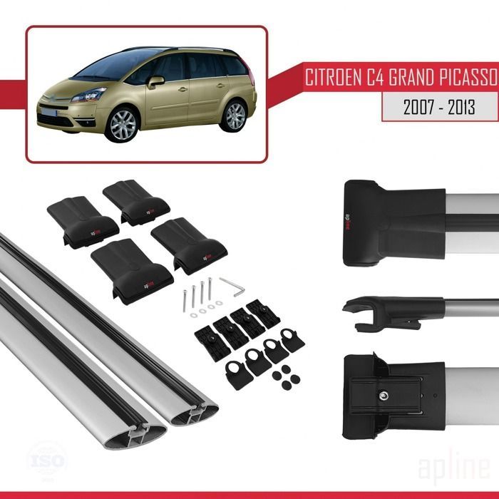 Barras de techo para Citroën C4 Grand Picasso 2007-2013, portaequipajes para coche, modelo FLY, color gris 1698.
