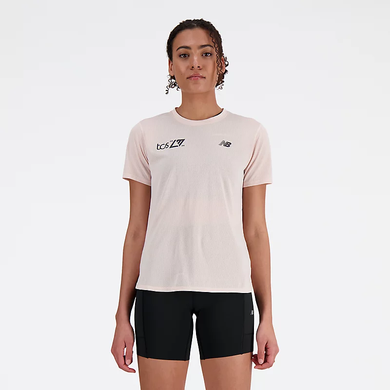 Koszulka damska London Edition NB Athletics av krótkim rękawem – KWARCOWY RÓŻ MELANŻ