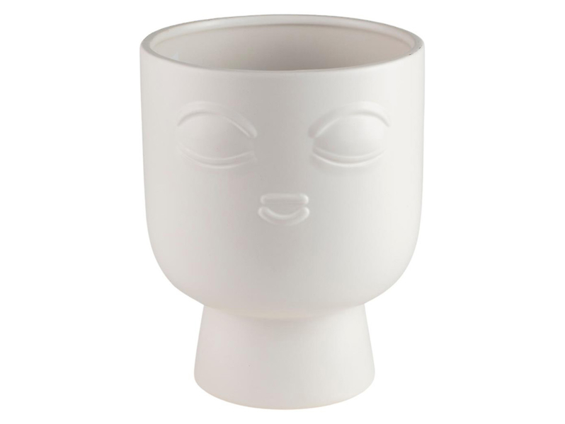 Osłonka na doniczkę Face ceramiczna biała