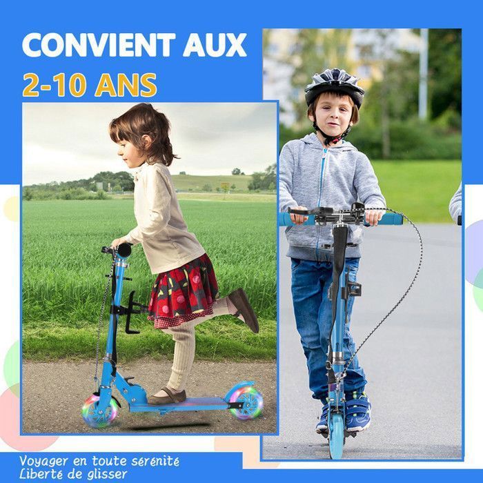 Monopattino per bambini - JIATZOCN - Pieghevole - 2 ruote - Altezza regolabile