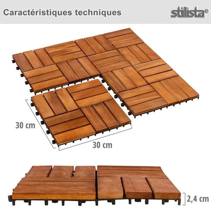 Lastre in legno di acacia STILISTA - modello a mosaico - set di 33 lastre - 3 m²