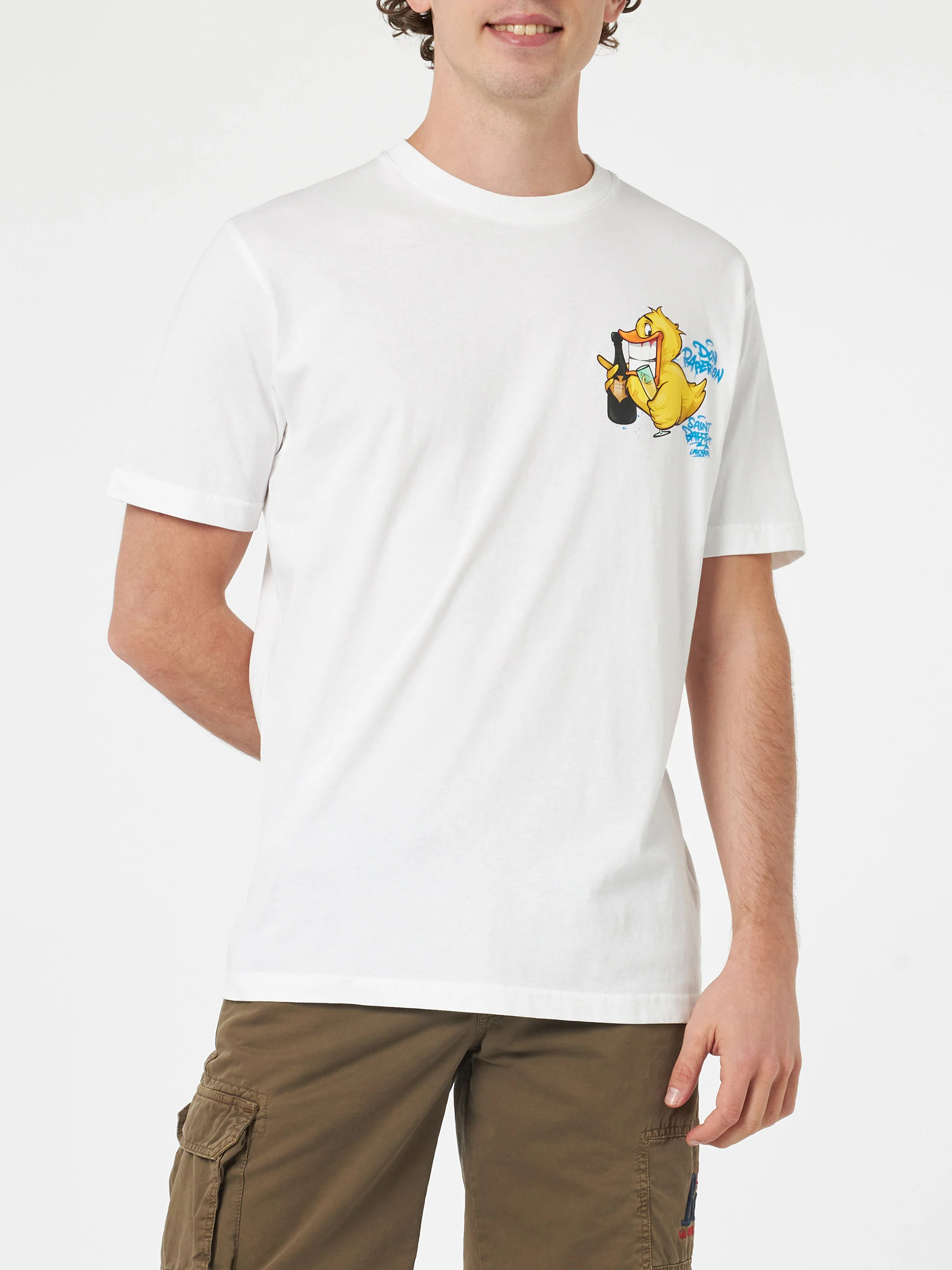 T-shirt da uomo in cotone con stampa piazzata fronte e retro Cryptopup