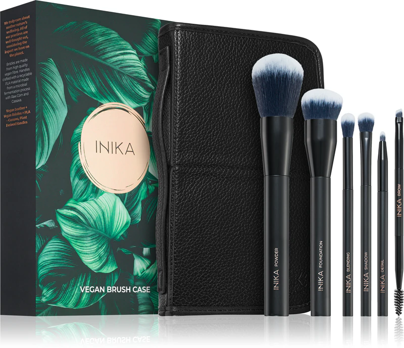 Conjunto de pincéis INIKA Organic Brush Case com estojo.