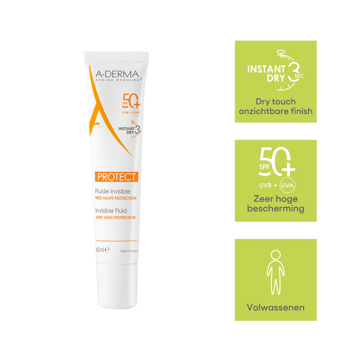 A-DERMA Fluido Protector Solar SPF 50+ - 40 ml