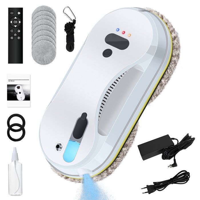 5600Pa Electric Window Cleaning Robot - 40ml Water Spray Tank - Automatic Cleaning with 3 Modes, Remote Control & 10 Cleaning Cloths
