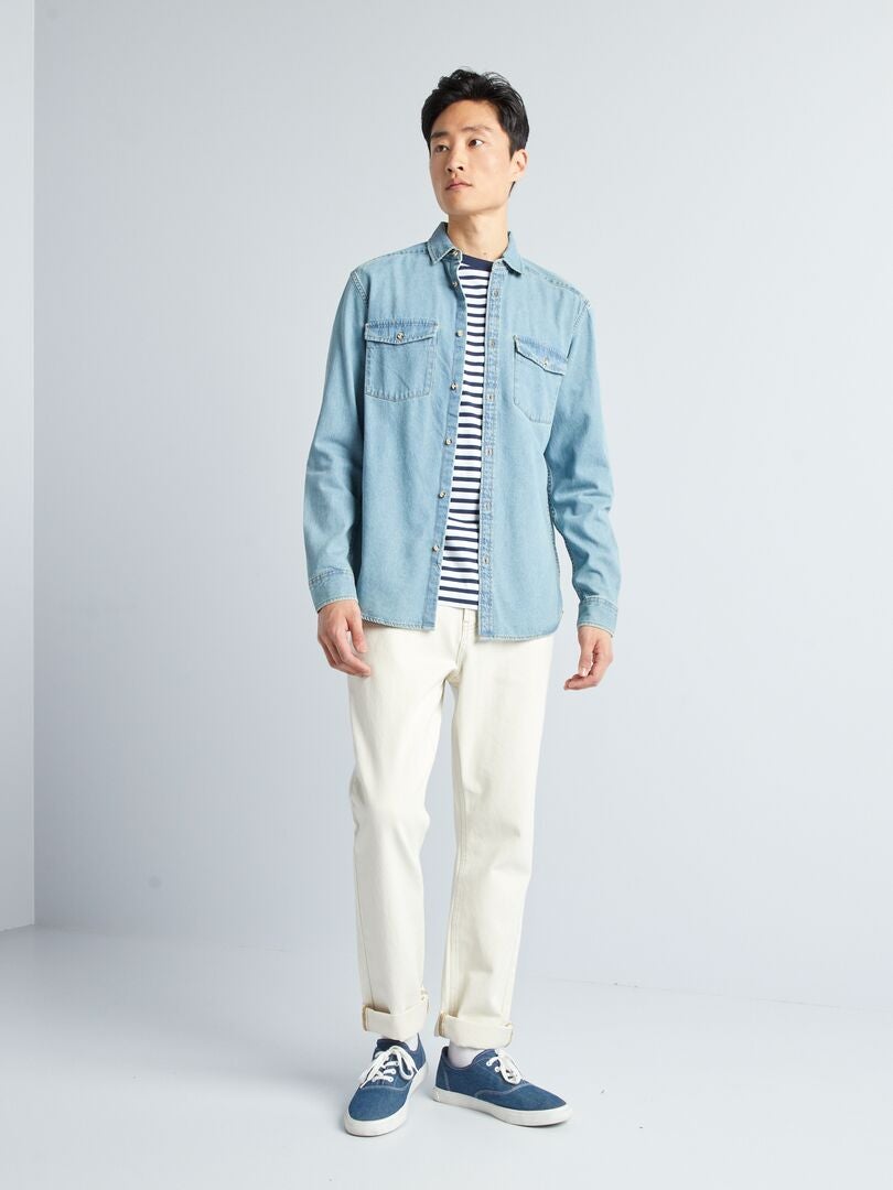 Camisa jeans de corte regular - AZUL