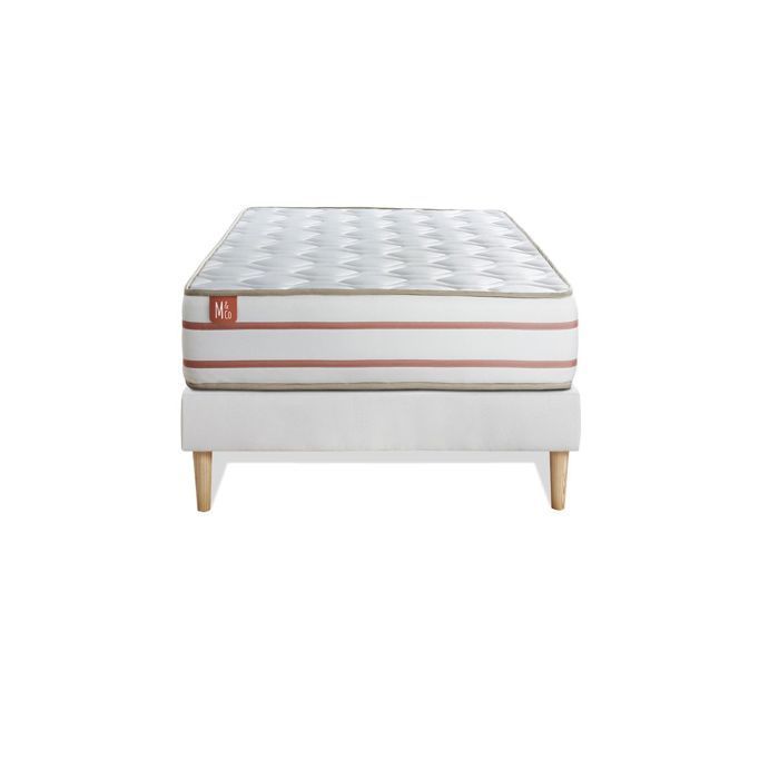 Ensemble LE DOUX 90x200cm Mémoire de forme 3 zones de confort - Ep. 24cm + sommier Blanc