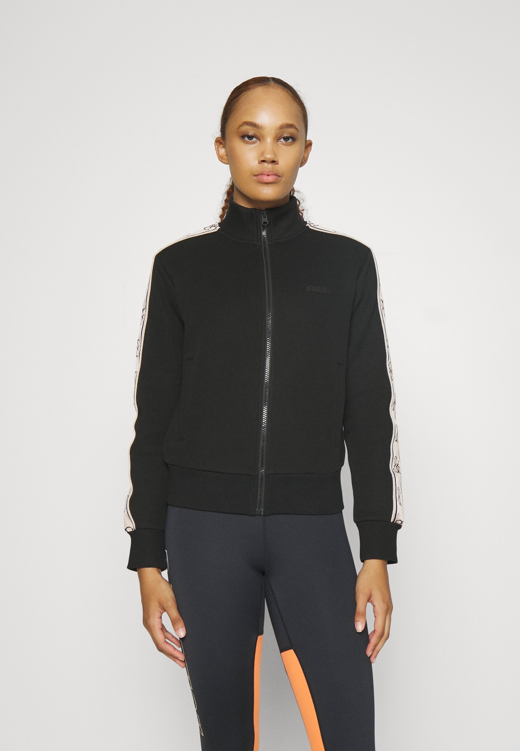 Guess BRITNEY FULL - Sweatshirt met rits - gitzwart