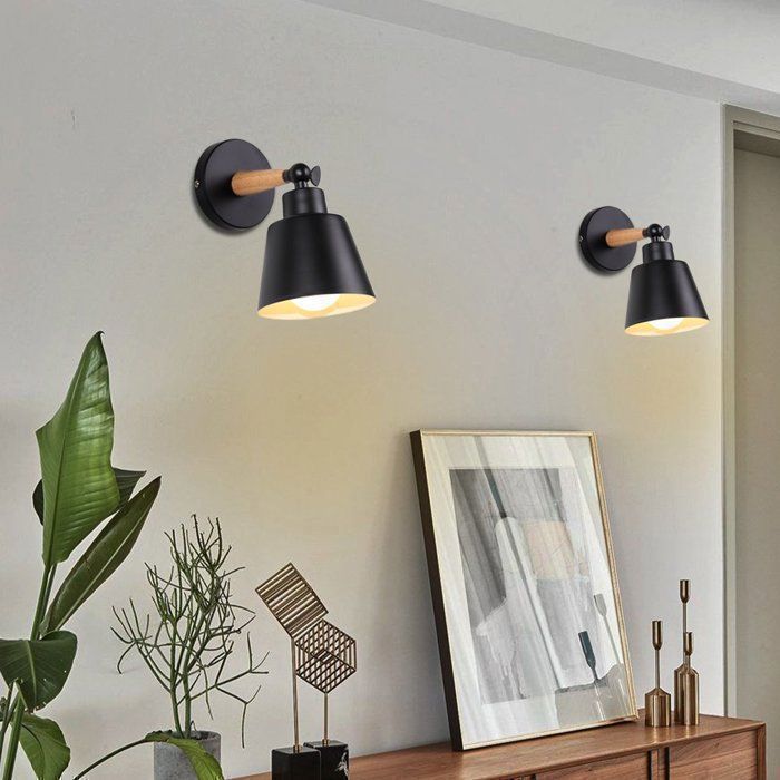 Applique Murale Vintage Industrielle Luminaire Plafonnier E27 en Métal Réglable Lampe Murale Interieur pour Chambre Restaurant Noir