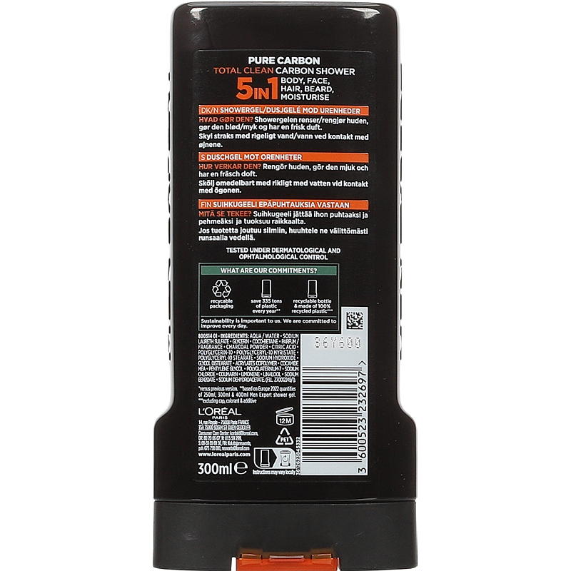 L'Oréal Douchezeep voor Mannen Expert 300 ml, Total Clean