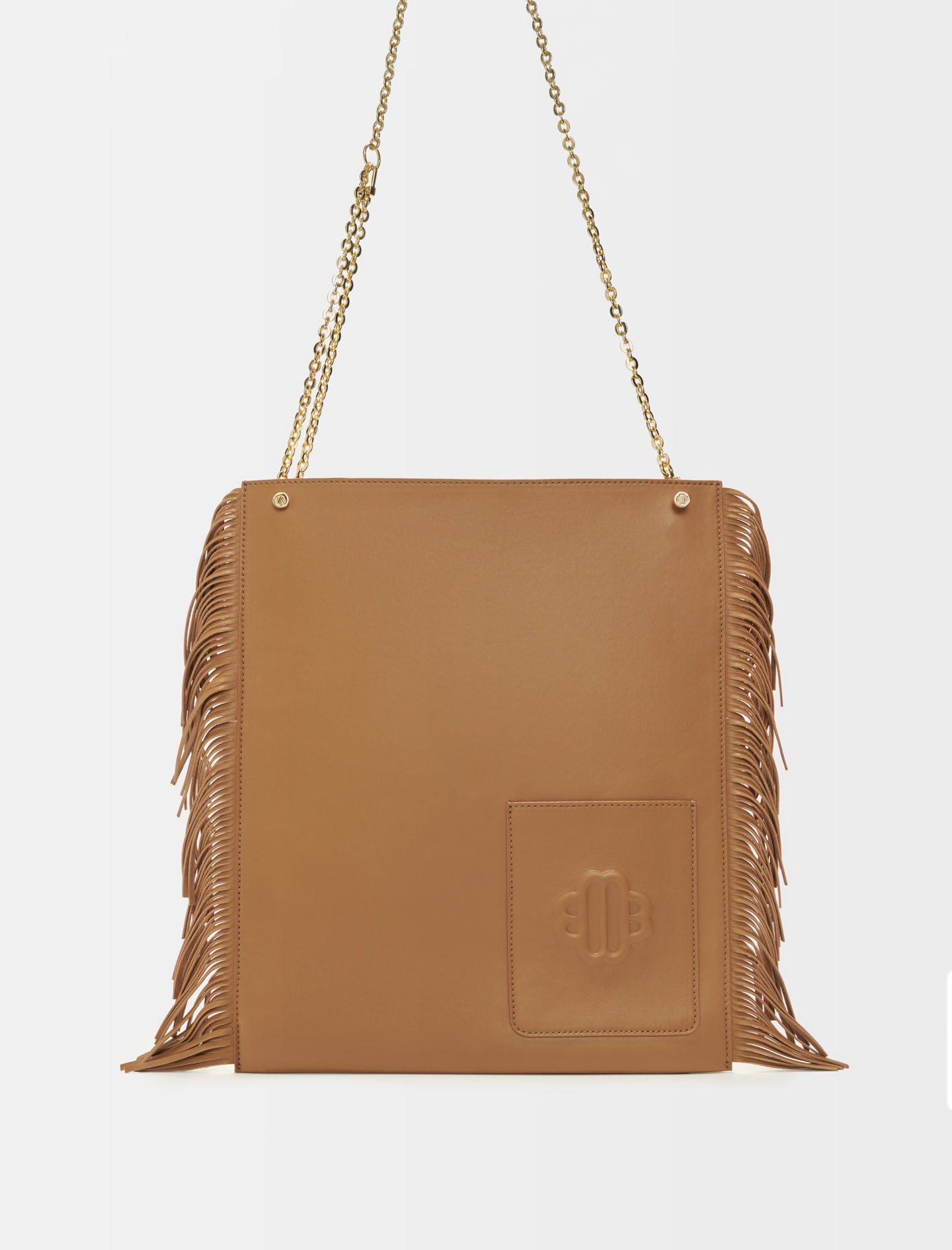 Clover-Camel leren handtas met franjes