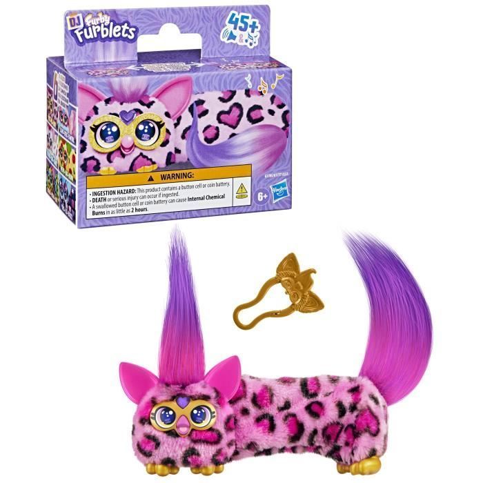 Furby DJ Furblets Kitt-Ee-Luv, mini elektronisch pluche speelgoed, kinderspeelgoed, 45 geluiden en muziekjes, geschikt voor kinderen vanaf 6 jaar.