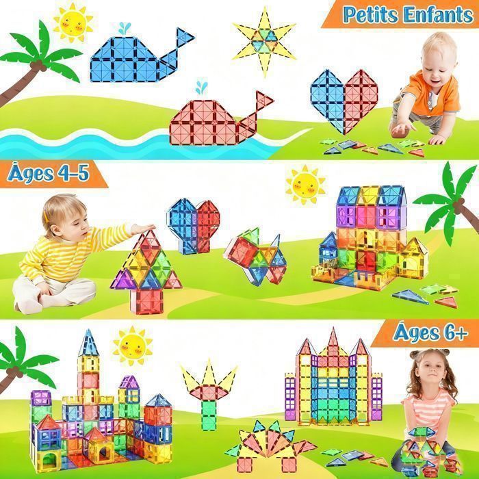 Set de construcción magnético infantil - Juego de construcción magnético - Juguetes de construcción magnéticos - 40 piezas - Idea de regalo para niños y niñas