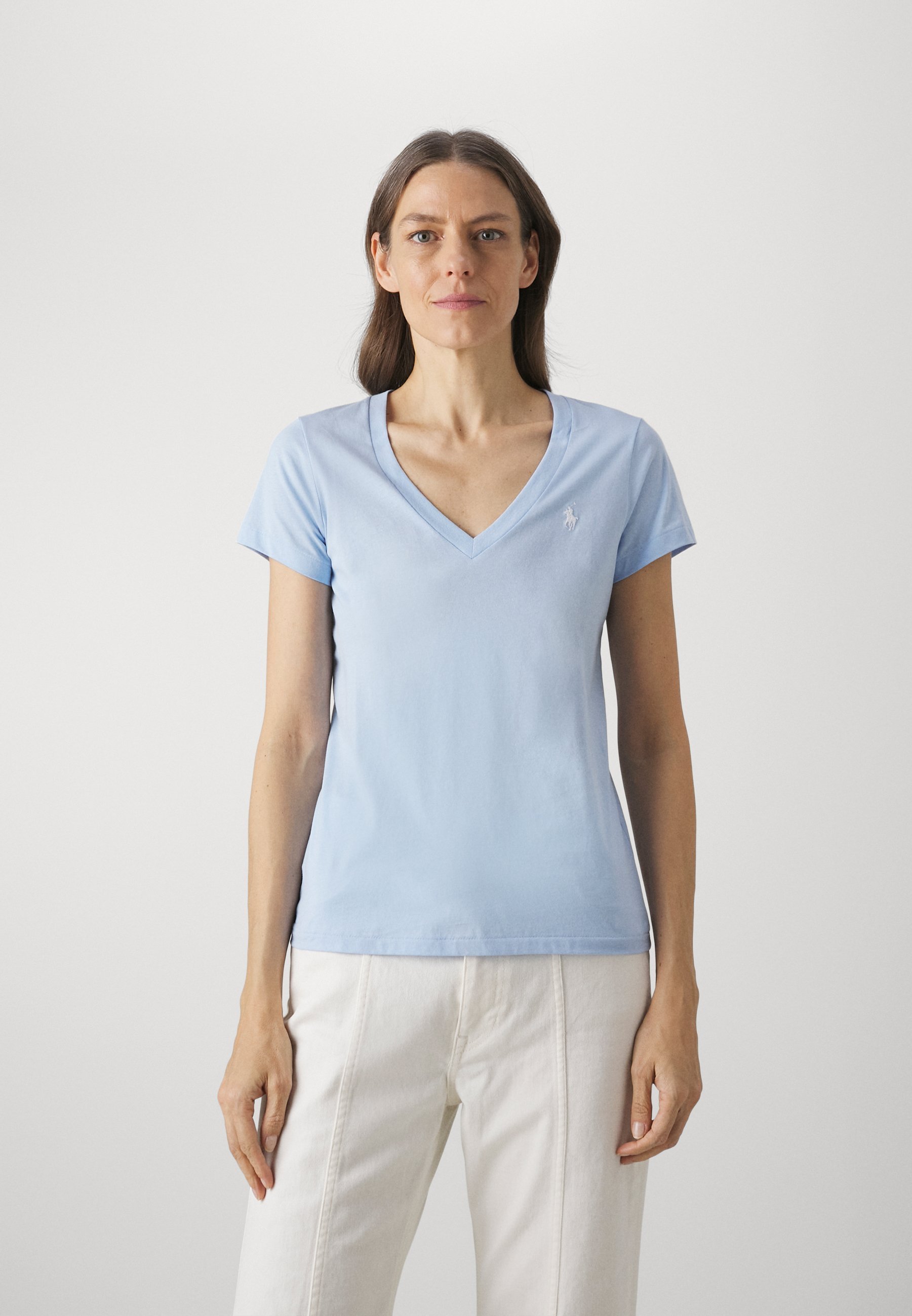 Polo Ralph Lauren T-shirt en jersey de coton à col V - T-shirt basique - bleu bureau